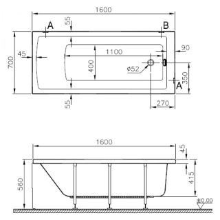 Акриловая ванна VitrA Neon 52520001000  160x70 см